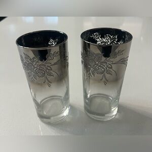 Vtg MCM Silver Fade Vitreon‎ Queens Lustre Glasses Dorothy Thorpe Set Of 2